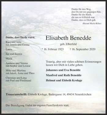 Anzeige von Elisabeth Benedde von OM-Medien