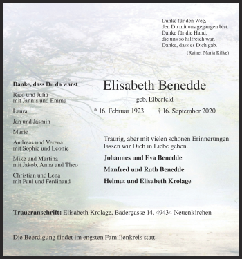 Anzeige von Elisabeth Benedde von OM-Medien