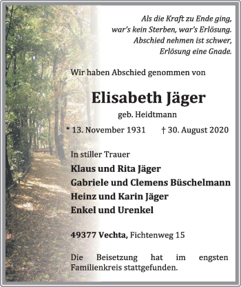 Anzeige von Elisabeth Jäger von OM-Medien