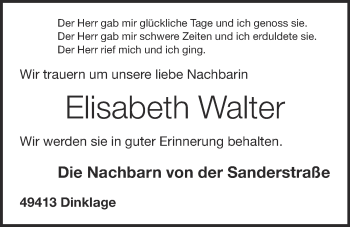 Anzeige von Elisabeth Walter von OM-Medien