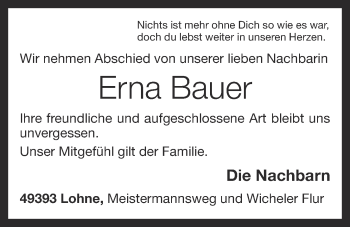 Anzeige von Erna Bauer von OM-Medien