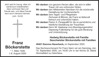 Anzeige von Franz Böckerstette von OM-Medien