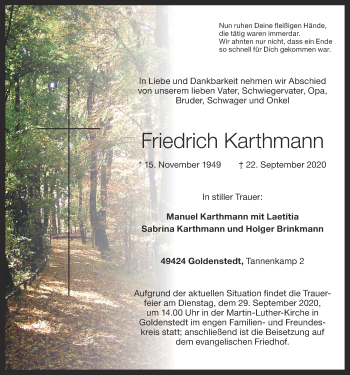 Anzeige von Friedrich Karthmann von OM-Medien
