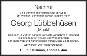 Anzeige von Georg Lübbehüsen von OM-Medien