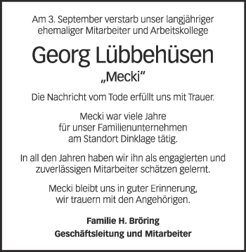 Anzeige von Georg Lübbenhüsen von OM-Medien