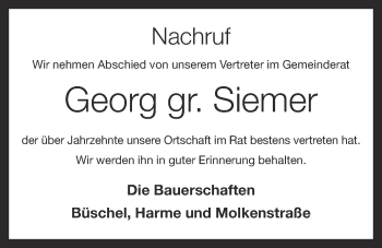 Anzeige von Georg  gr. Siemer von OM-Medien