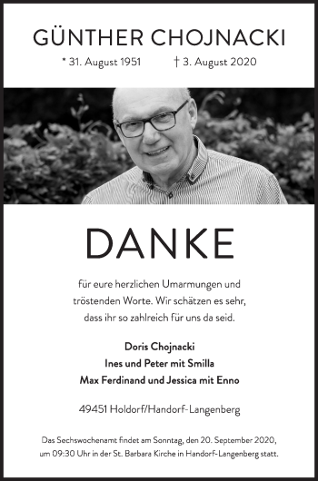 Anzeige von Günther Chojnacki von OM-Medien