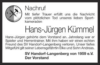 Anzeige von Hans-Jürgen Kümmel von OM-Medien