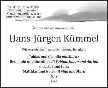 Anzeige von Hans-Jürgen Kümmel von OM-Medien