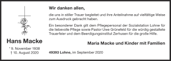 Anzeige von Hans Macke von OM-Medien