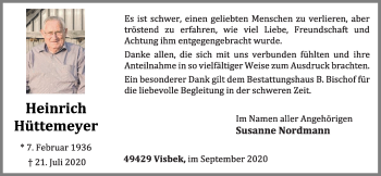 Anzeige von Heinrich Hüttemeyer von OM-Medien