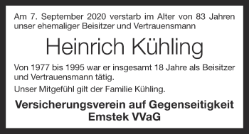 Anzeige von Heinrich Kühling von OM-Medien