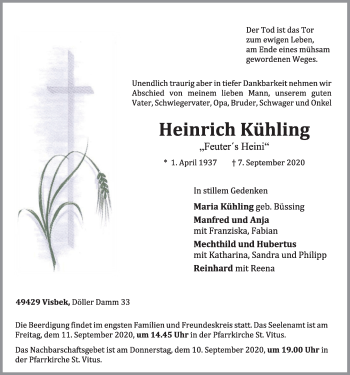 Anzeige von Heinrich Kühling von OM-Medien