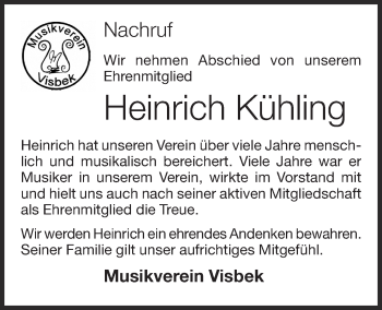 Anzeige von Heinrich Kühling von OM-Medien