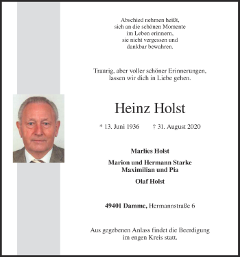 Anzeige von Heinz Holst von OM-Medien
