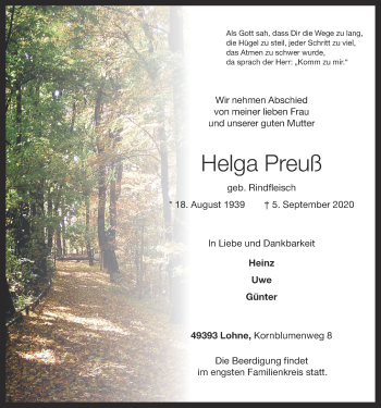 Anzeige von Helga Preuss von OM-Medien