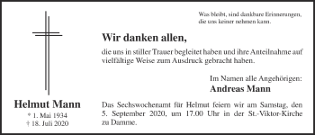Anzeige von Helmut Mann von OM-Medien