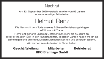 Anzeige von Helmut Renz von OM-Medien