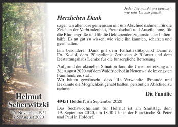 Anzeige von Helmut Scherwitzki von OM-Medien