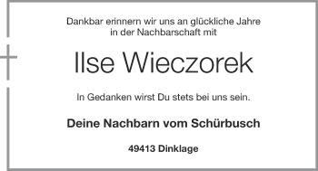 Anzeige von Ilse Wieczorek von OM-Medien