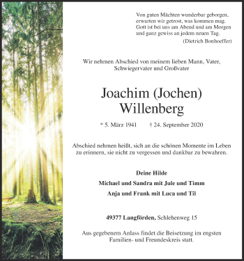 Anzeige von Joachim Willenberg von OM-Medien