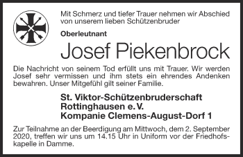 Anzeige von Josef Piekenbrock von OM-Medien