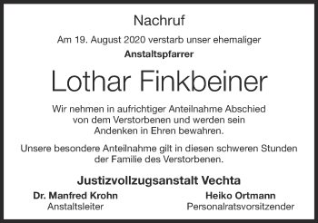 Anzeige von Lothar Finkbeiner von OM-Medien