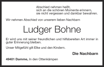 Anzeige von Ludger Bohne von OM-Medien