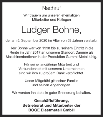 Anzeige von Ludger Bohne von OM-Medien