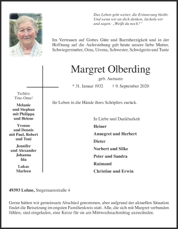 Anzeige von Margret Olberding von OM-Medien