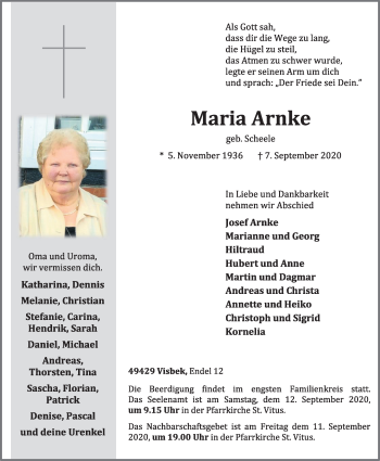 Anzeige von Maria Arnke von OM-Medien