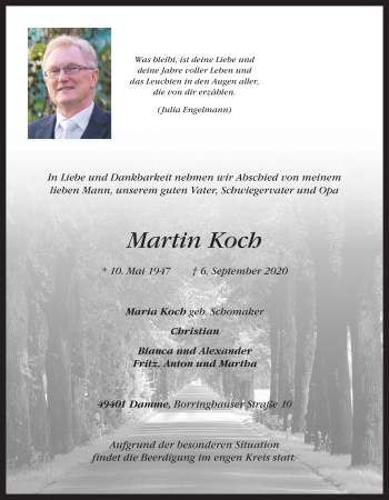Anzeige von Martin Koch von OM-Medien