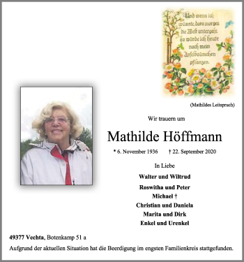 Anzeige von Mathilde Höffmann von OM-Medien