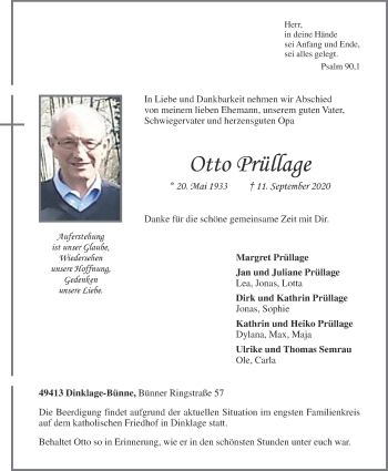 Anzeige von Otto Prüllage von OM-Medien