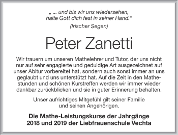 Anzeige von Peter Zanetti von OM-Medien