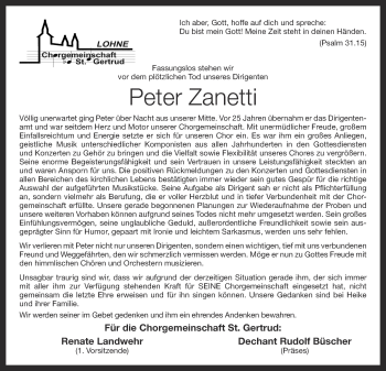 Anzeige von Peter Zanetti von OM-Medien