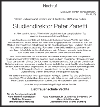 Anzeige von Peter Zanetti von OM-Medien