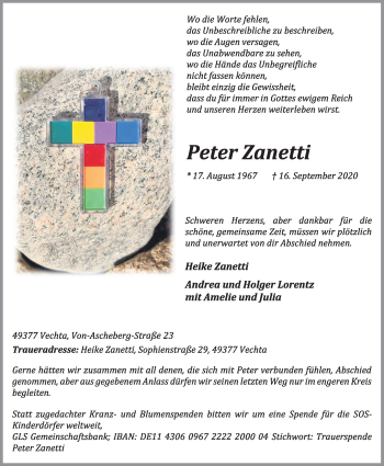 Anzeige von Peter Zanetti von OM-Medien