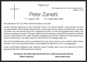 Anzeige von Peter Zanetti von OM-Medien