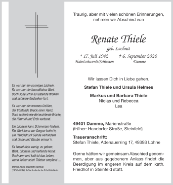 Anzeige von Renate Thiele von OM-Medien