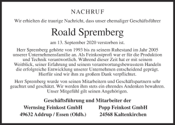 Anzeige von Roald Spremberg von OM-Medien