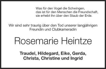 Anzeige von Rosemarie Heintze von OM-Medien