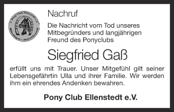 Anzeige von Siegfried Gaß von OM-Medien