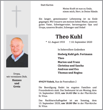 Anzeige von Theo Kuhl von OM-Medien