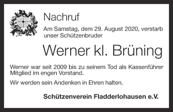 Anzeige von Werner kl. Brüning von OM-Medien