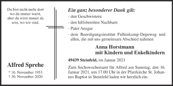 Anzeige von Alfred Sprehe von OM-Medien