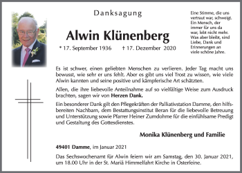 Anzeige von Alwin Klünenberg von OM-Medien