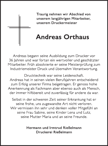 Anzeige von Andreas Orthaus von OM-Medien