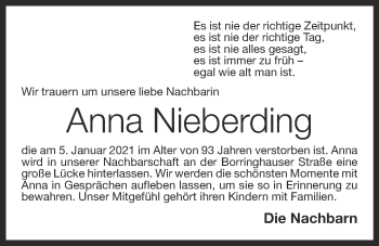 Anzeige von Anna Nieberding von OM-Medien