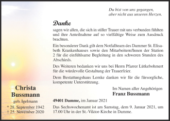 Anzeige von Christa Bussmann von OM-Medien
